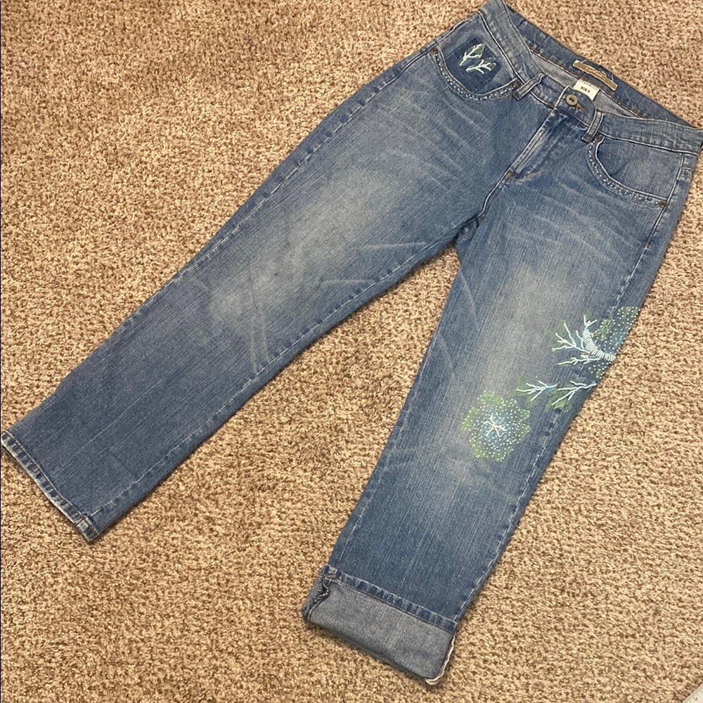 Z. Cavaricci Ladies Blue Straight Jeans w/Beading & Paint#M300-5664 Cut#CZ 0972 - Picture 4 of 16